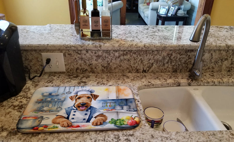 Airedale Terrier The Chef Dish Drying Mat Caroline's Treasures