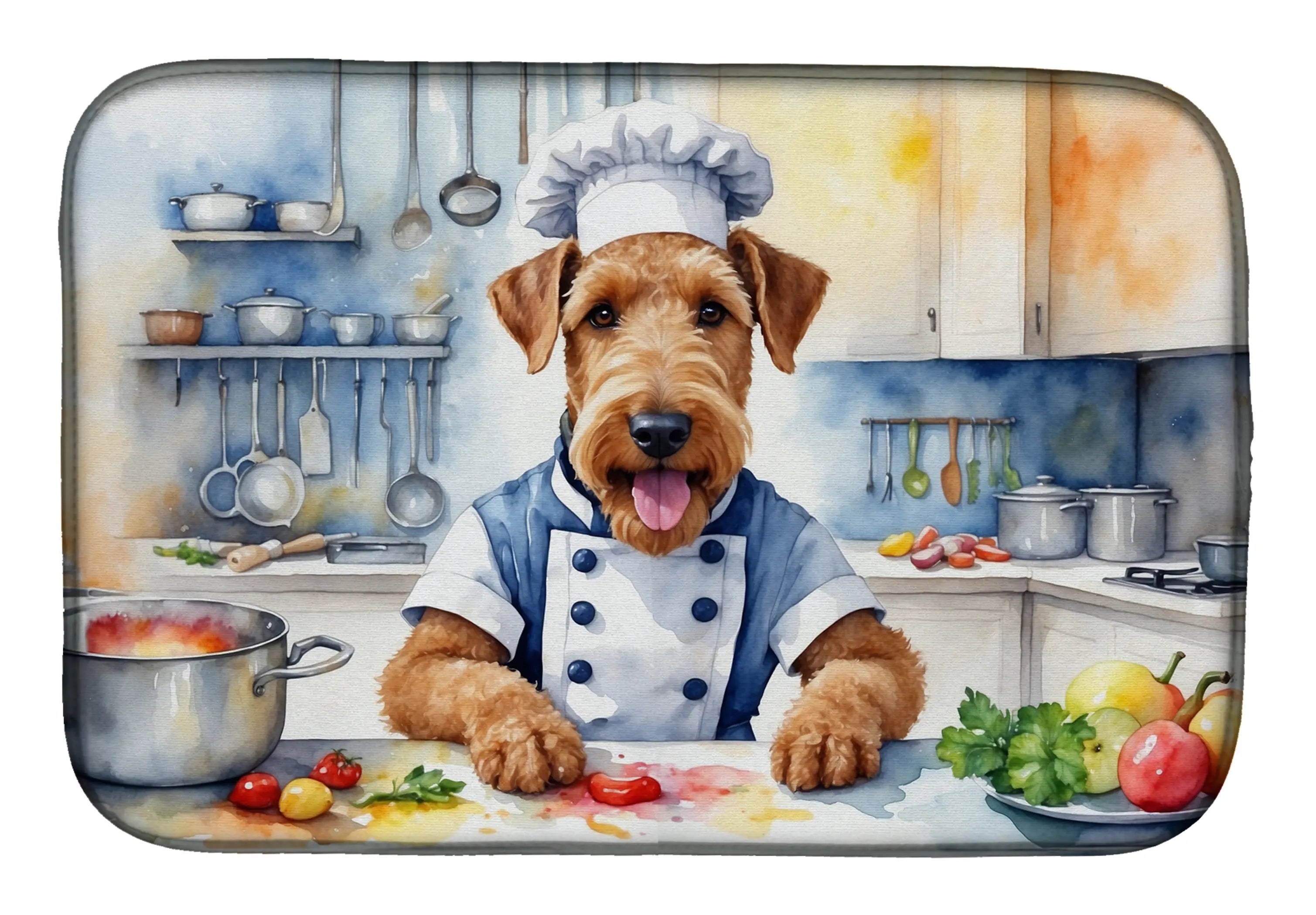 Airedale Terrier The Chef Dish Drying Mat Caroline's Treasures