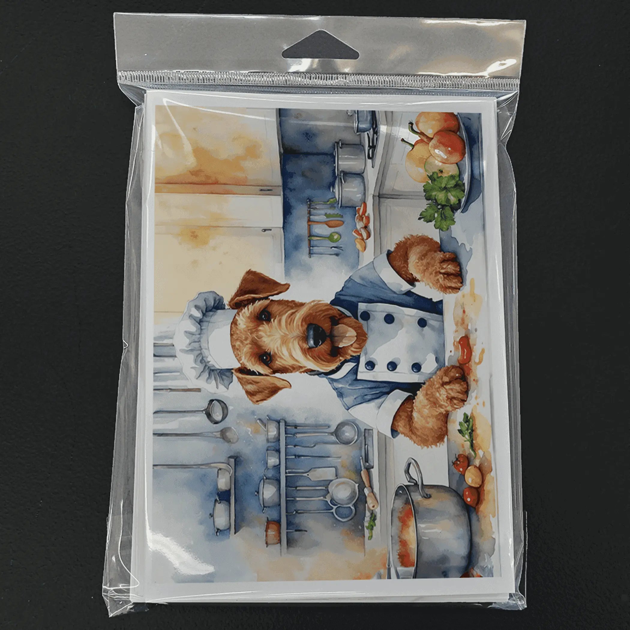 Airedale Terrier The Chef Greeting Cards Pack of 8 Caroline's Treasures