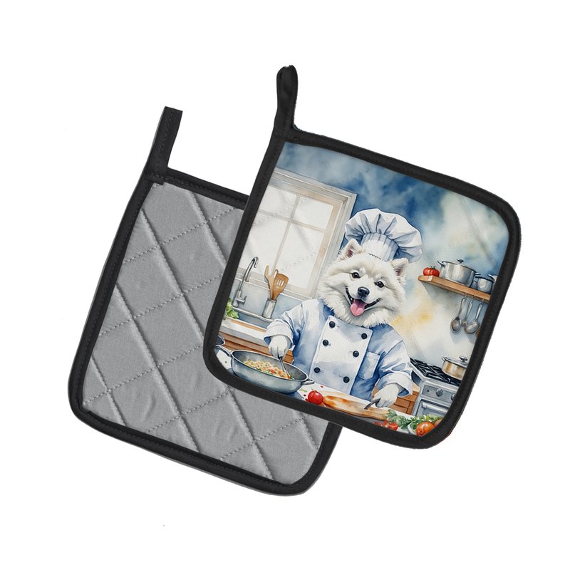 Airedale Terrier The Chef Pair of Pot Holders Caroline's Treasures
