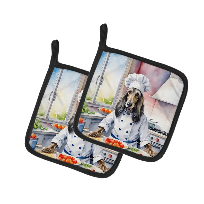 Airedale Terrier The Chef Pair of Pot Holders Caroline's Treasures