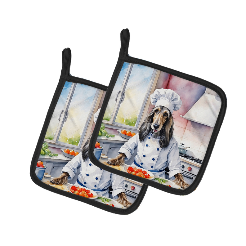 Airedale Terrier The Chef Pair of Pot Holders Caroline's Treasures