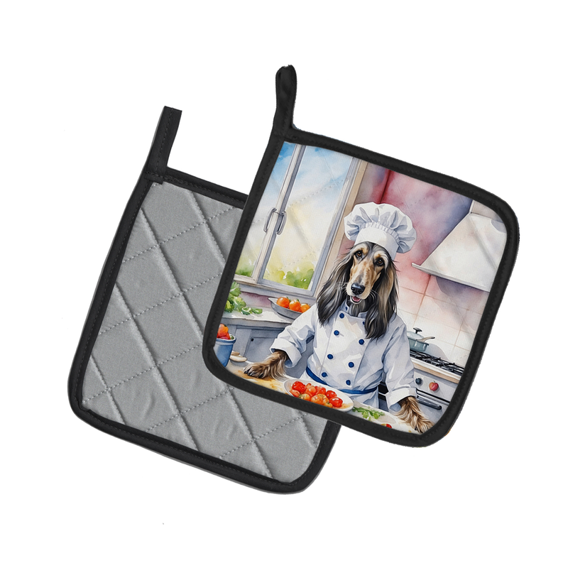 Airedale Terrier The Chef Pair of Pot Holders Caroline's Treasures