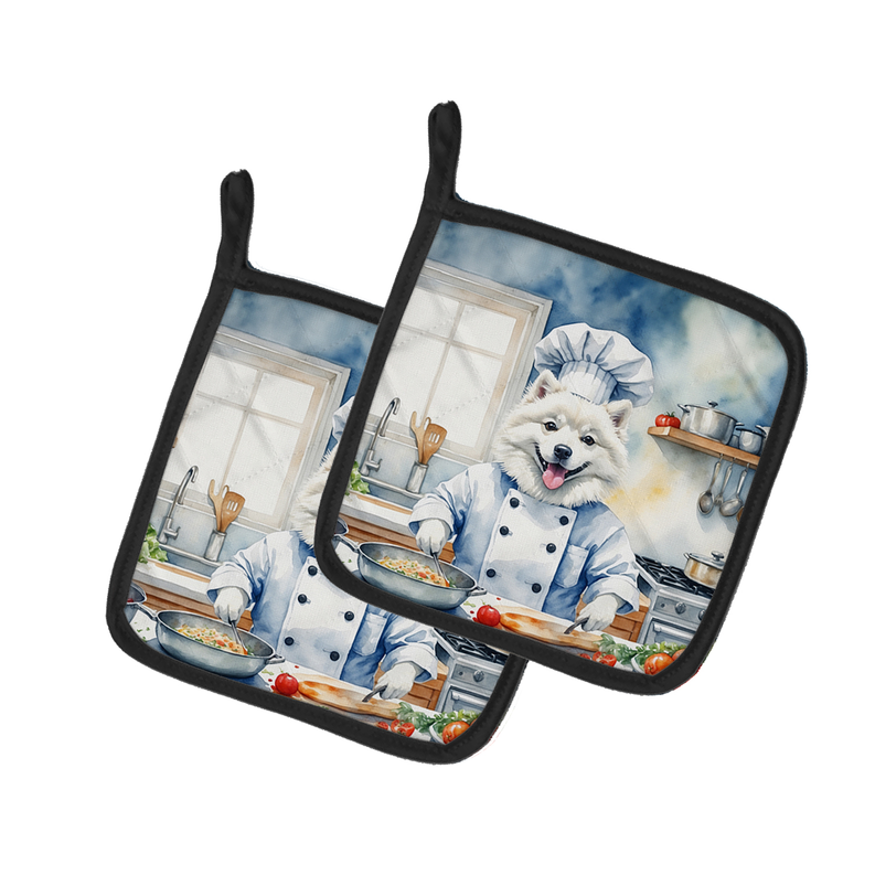 Airedale Terrier The Chef Pair of Pot Holders Caroline's Treasures