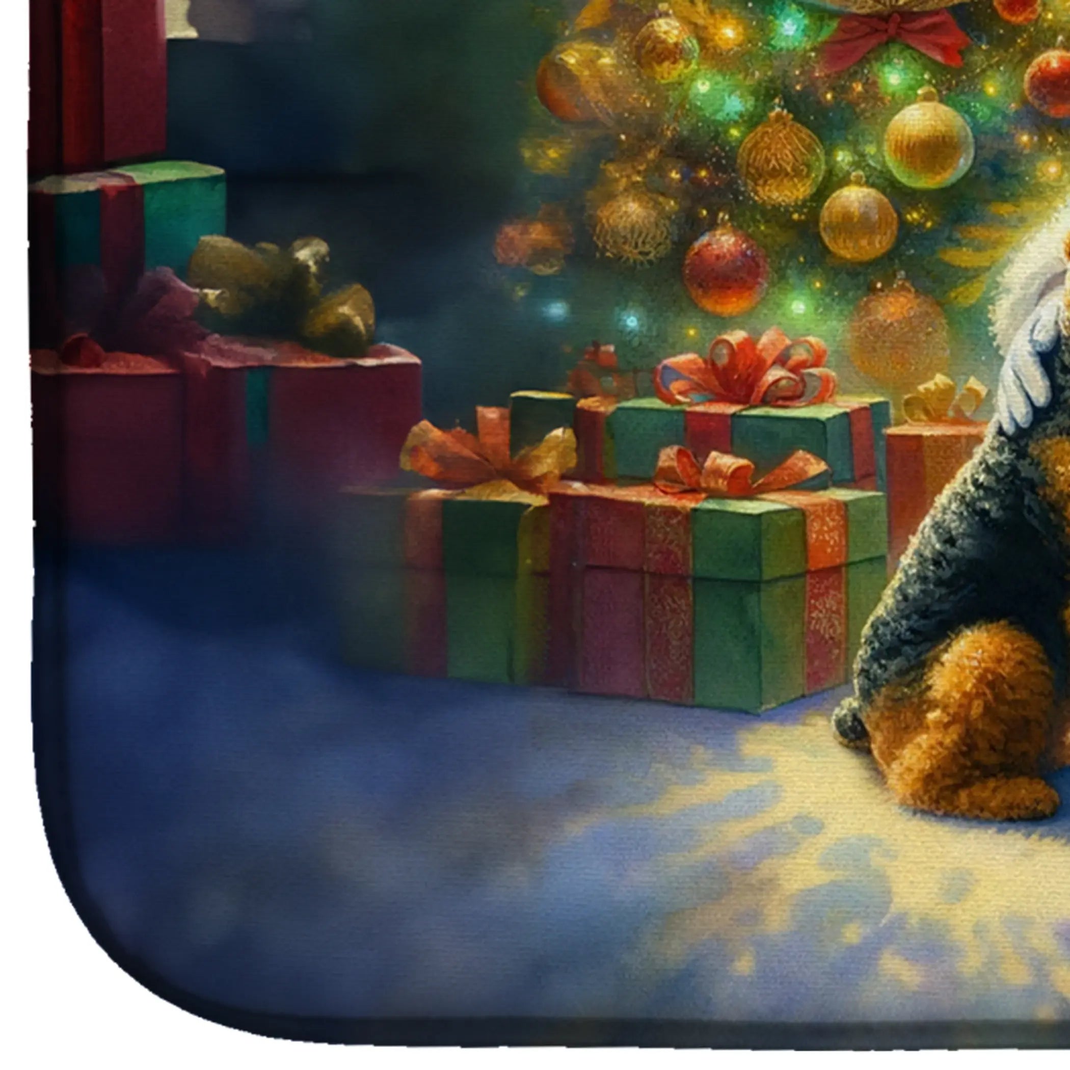 Airedale Terrier and Santa Claus Dish Drying Mat Caroline's Treasures