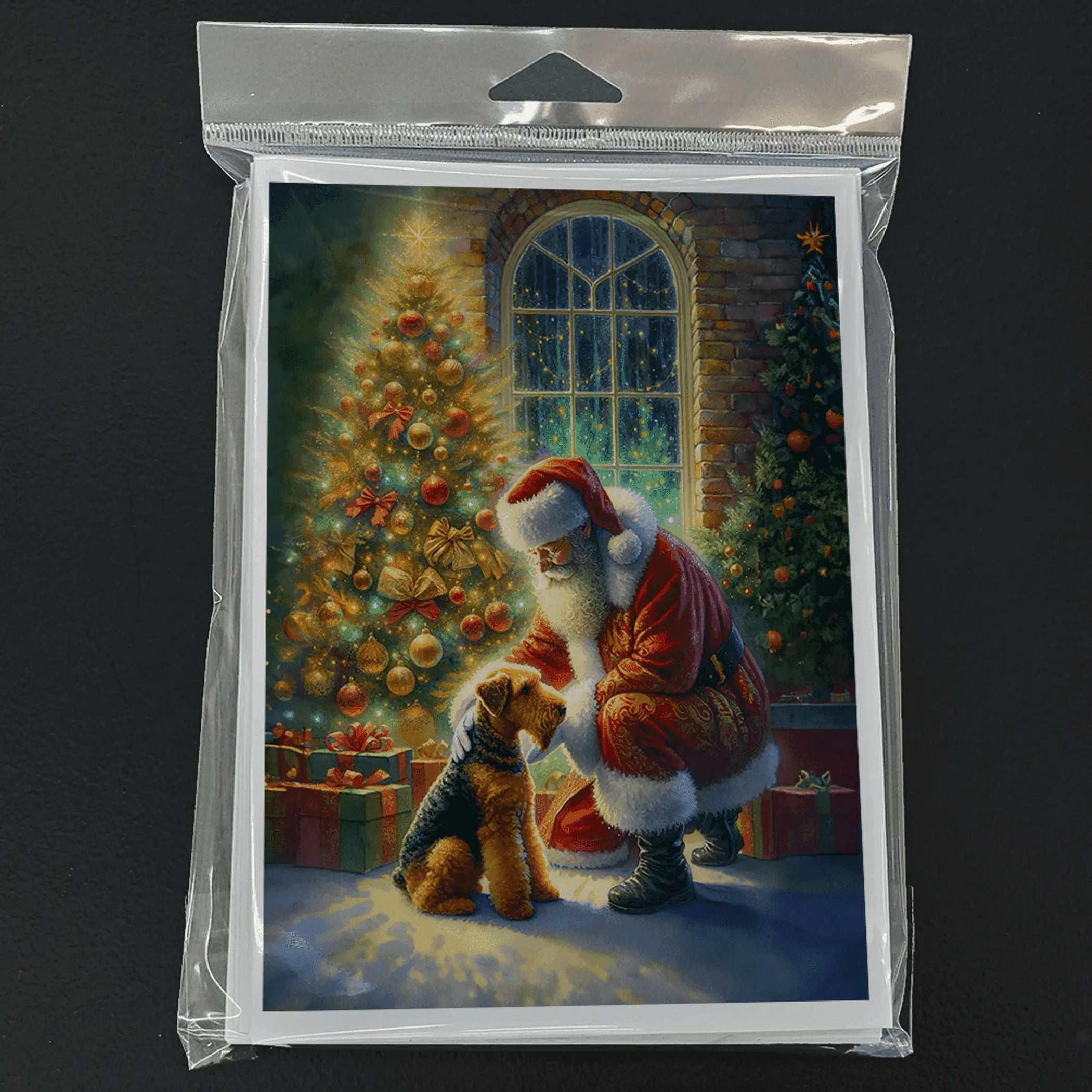 Airedale Terrier and Santa Claus Greeting Cards Pack of 8 Caroline's Treasures