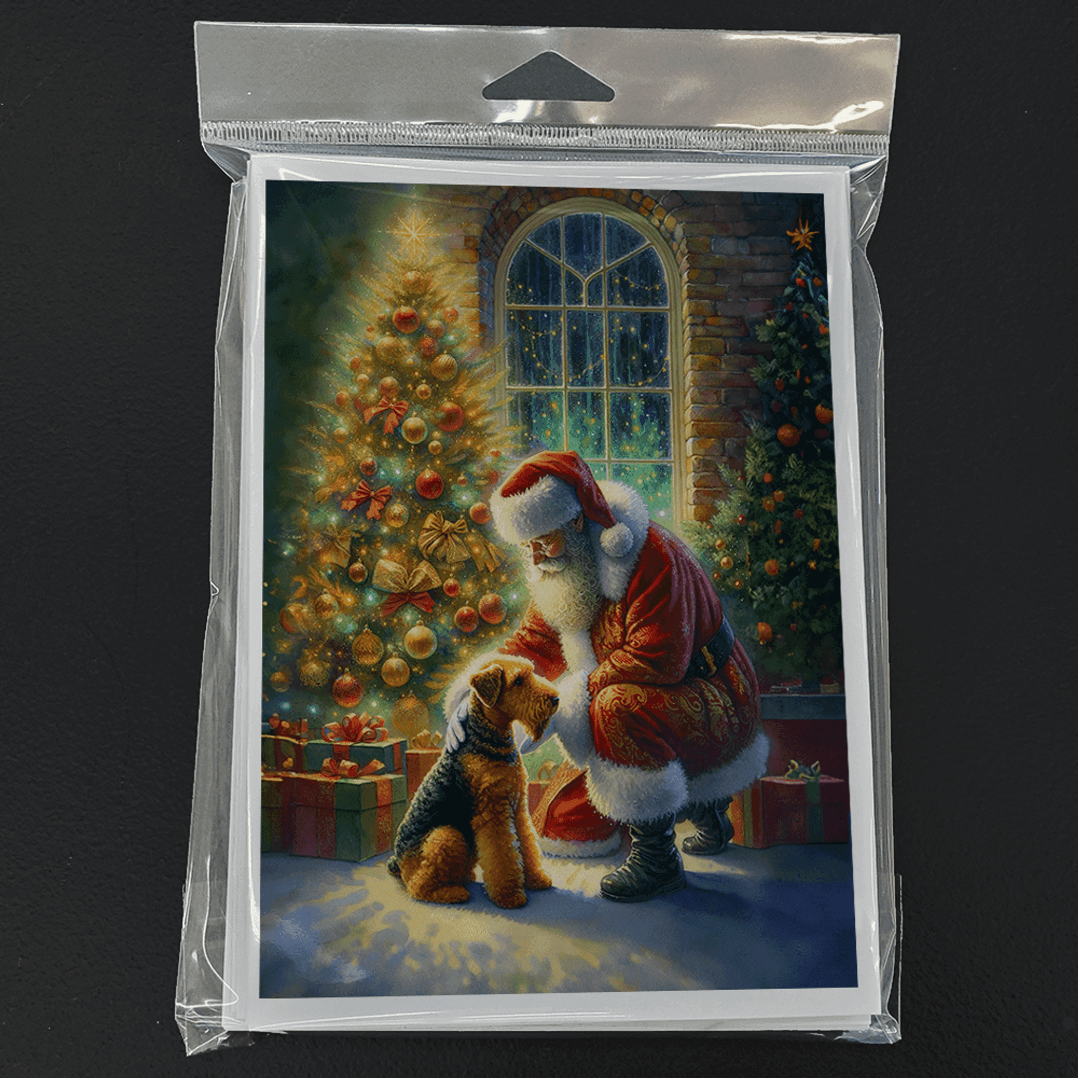 Airedale Terrier and Santa Claus Greeting Cards Pack of 8 Caroline's Treasures