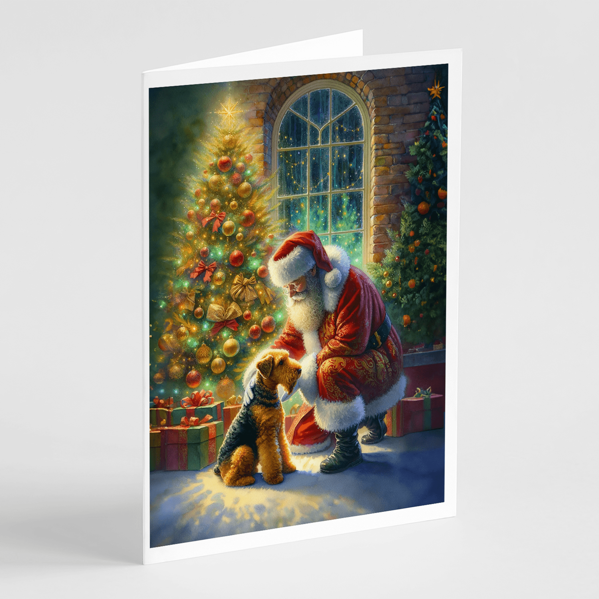 Airedale Terrier and Santa Claus Greeting Cards Pack of 8 Caroline's Treasures