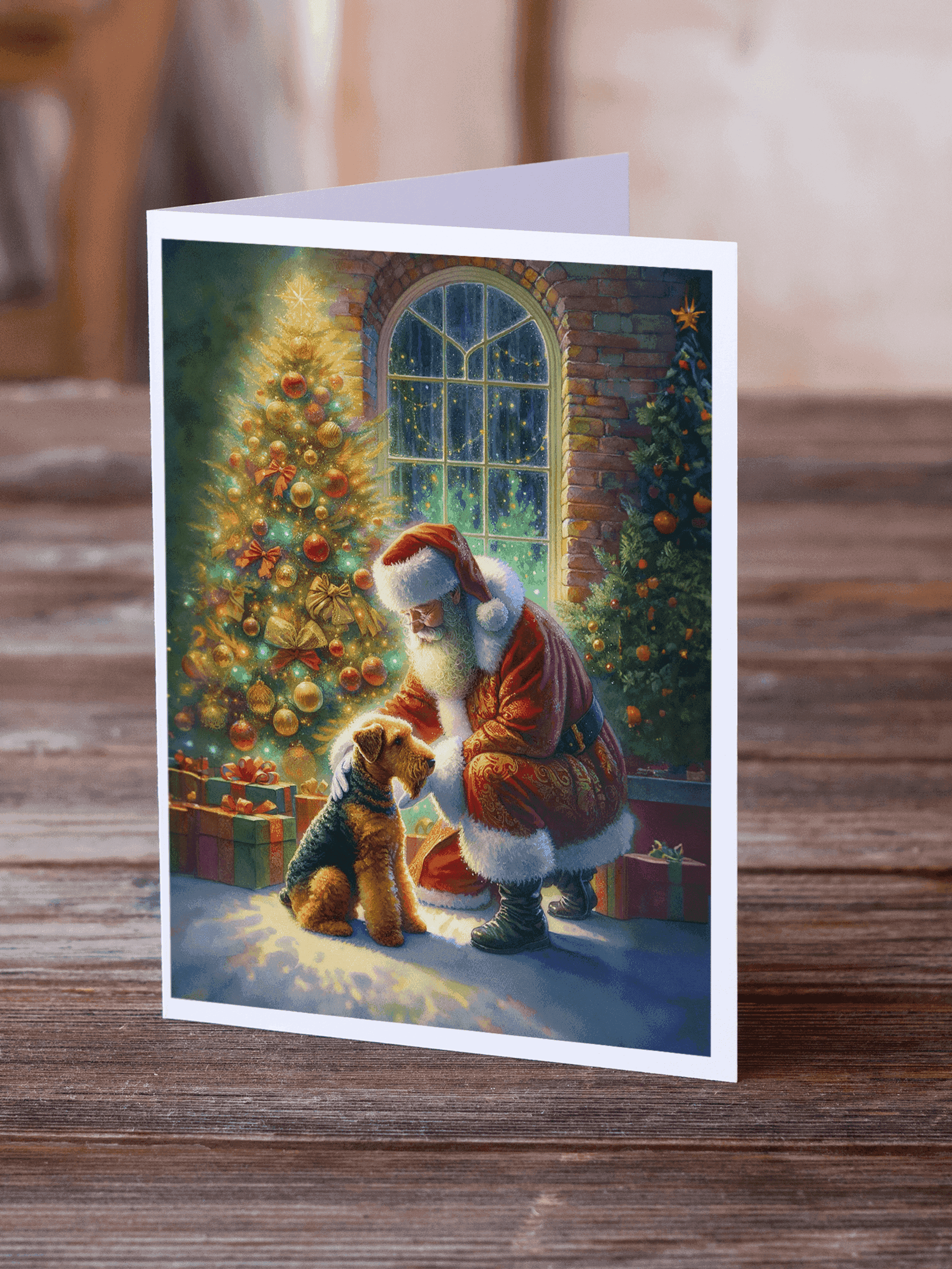 Airedale Terrier and Santa Claus Greeting Cards Pack of 8 Caroline's Treasures