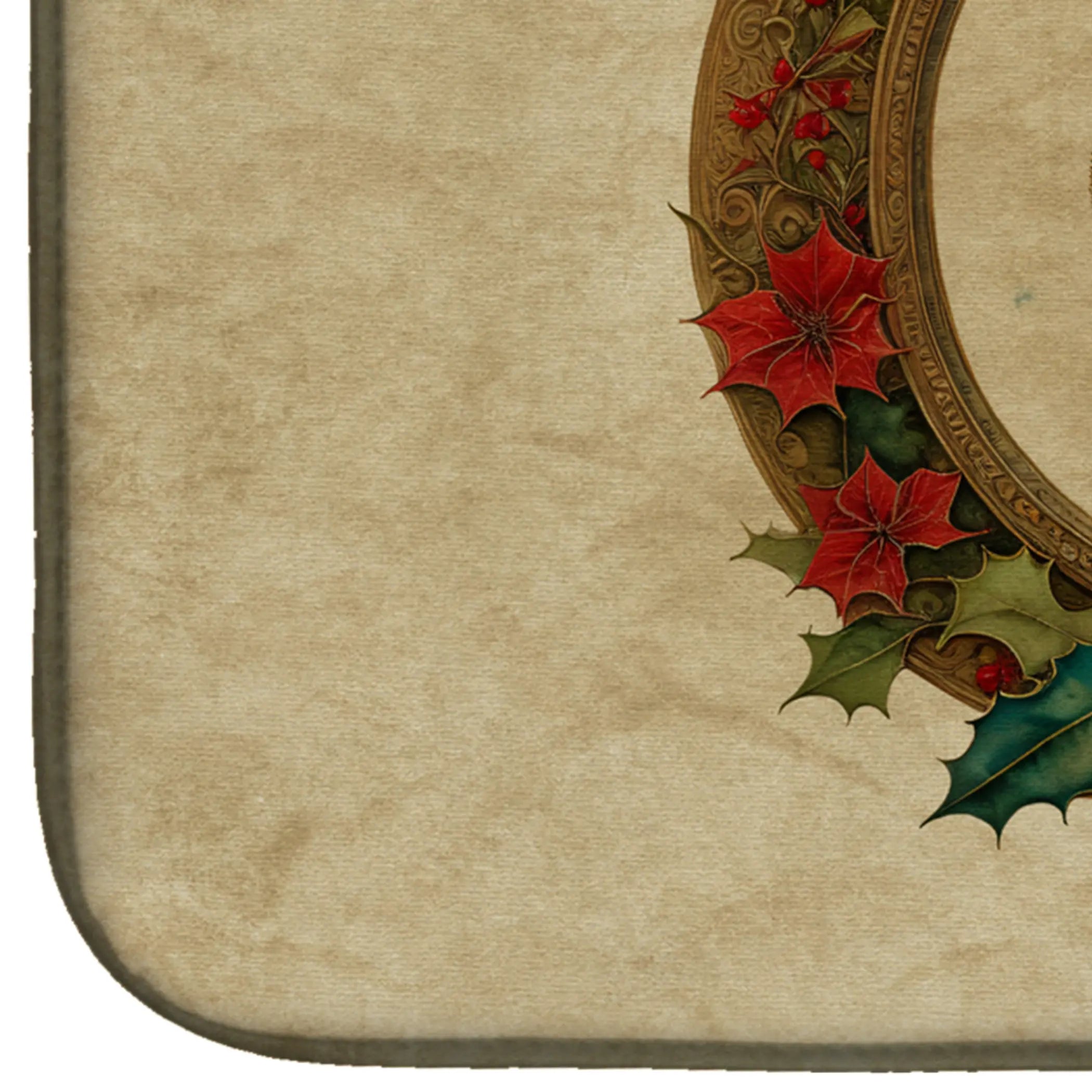 Akita Christmas Flowers Dish Drying Mat Caroline's Treasures