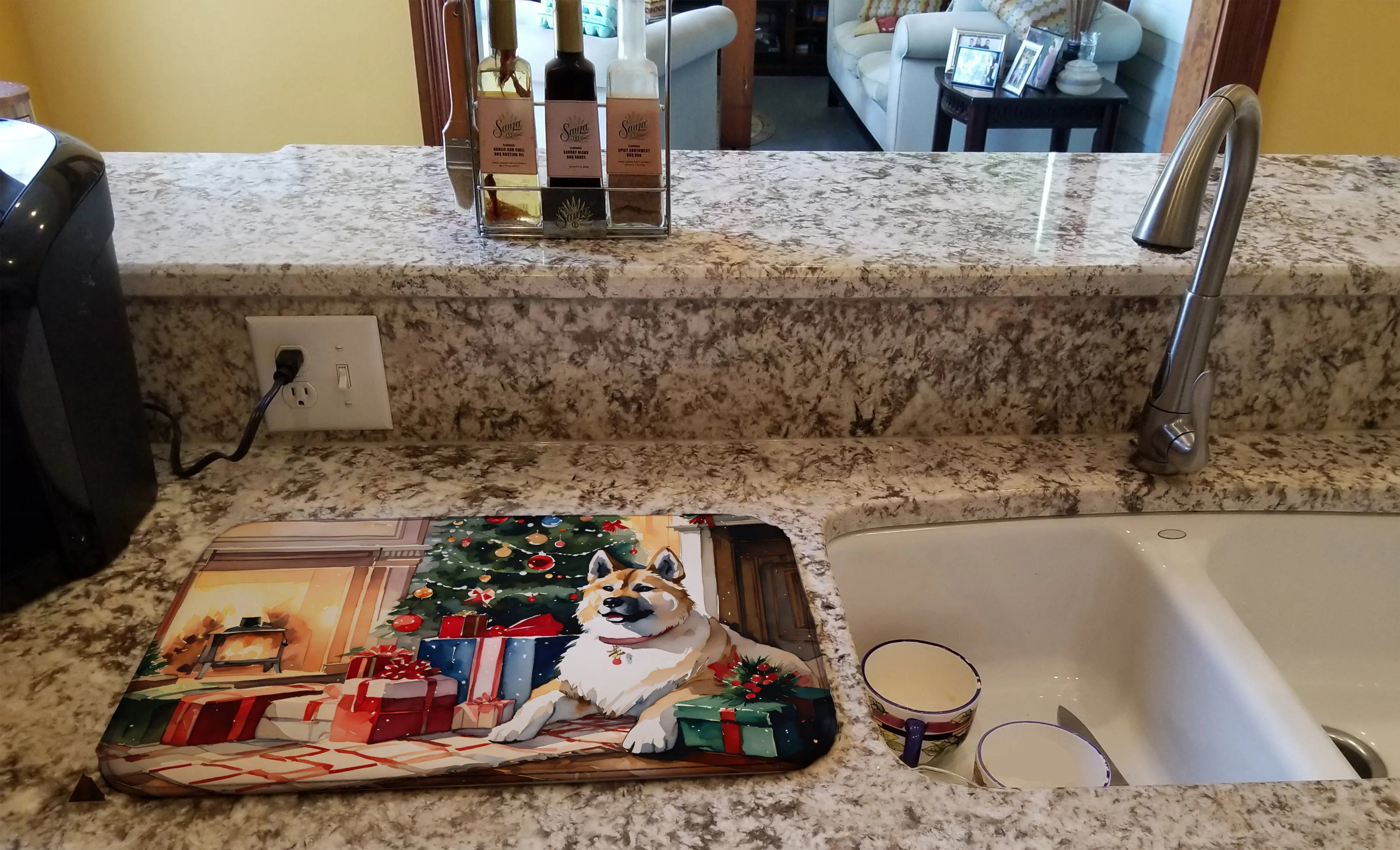 Akita Cozy Christmas Dish Drying Mat Caroline's Treasures