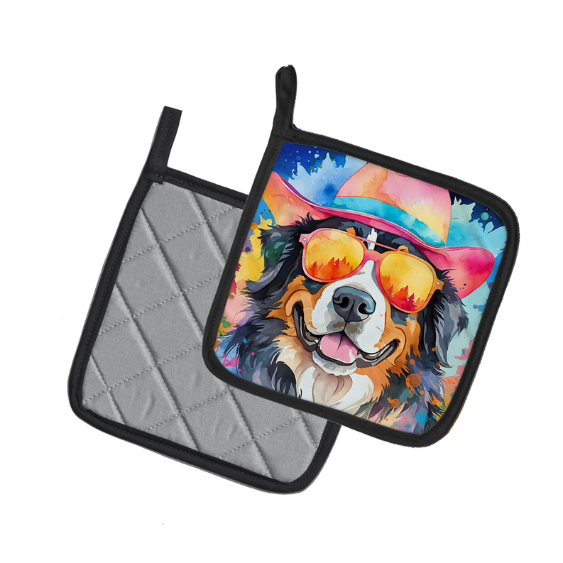 Akita Hippie Dawg Pair of Pot Holders Caroline's Treasures