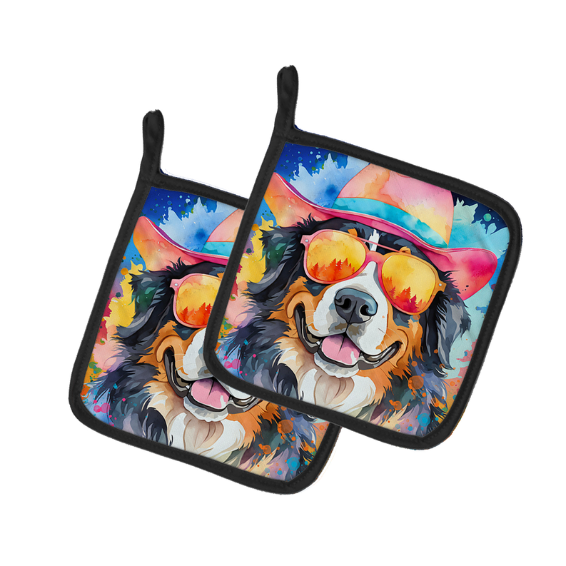 Akita Hippie Dawg Pair of Pot Holders Caroline's Treasures