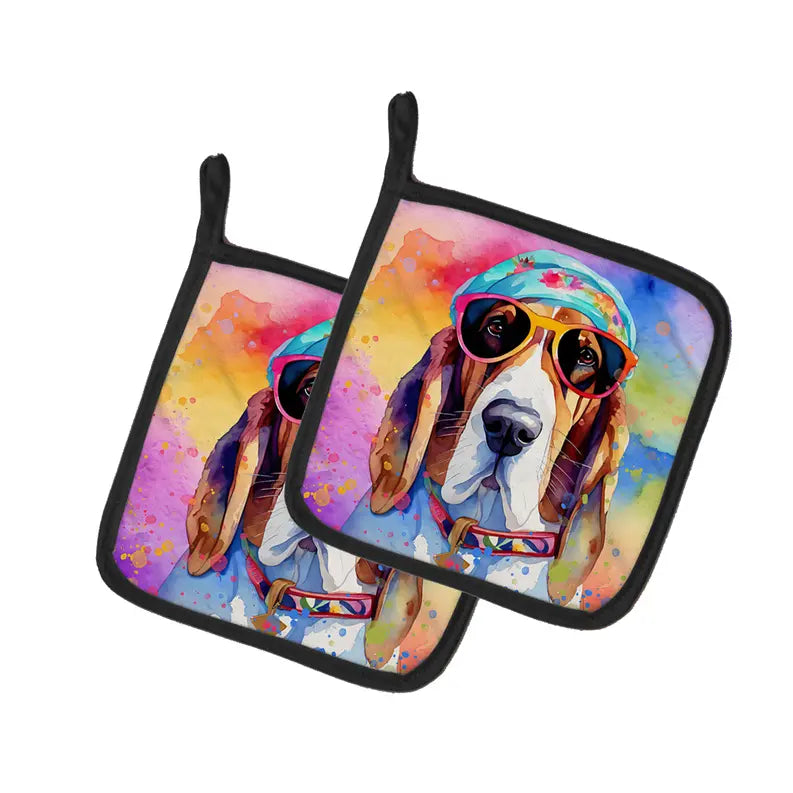 Akita Hippie Dawg Pair of Pot Holders Caroline's Treasures
