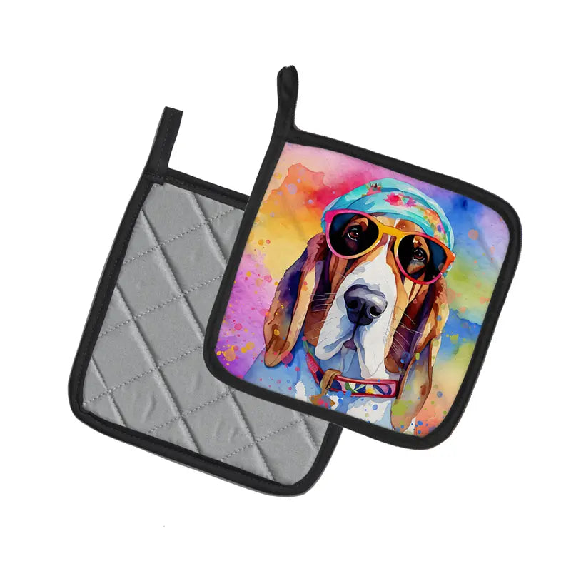 Akita Hippie Dawg Pair of Pot Holders Caroline's Treasures