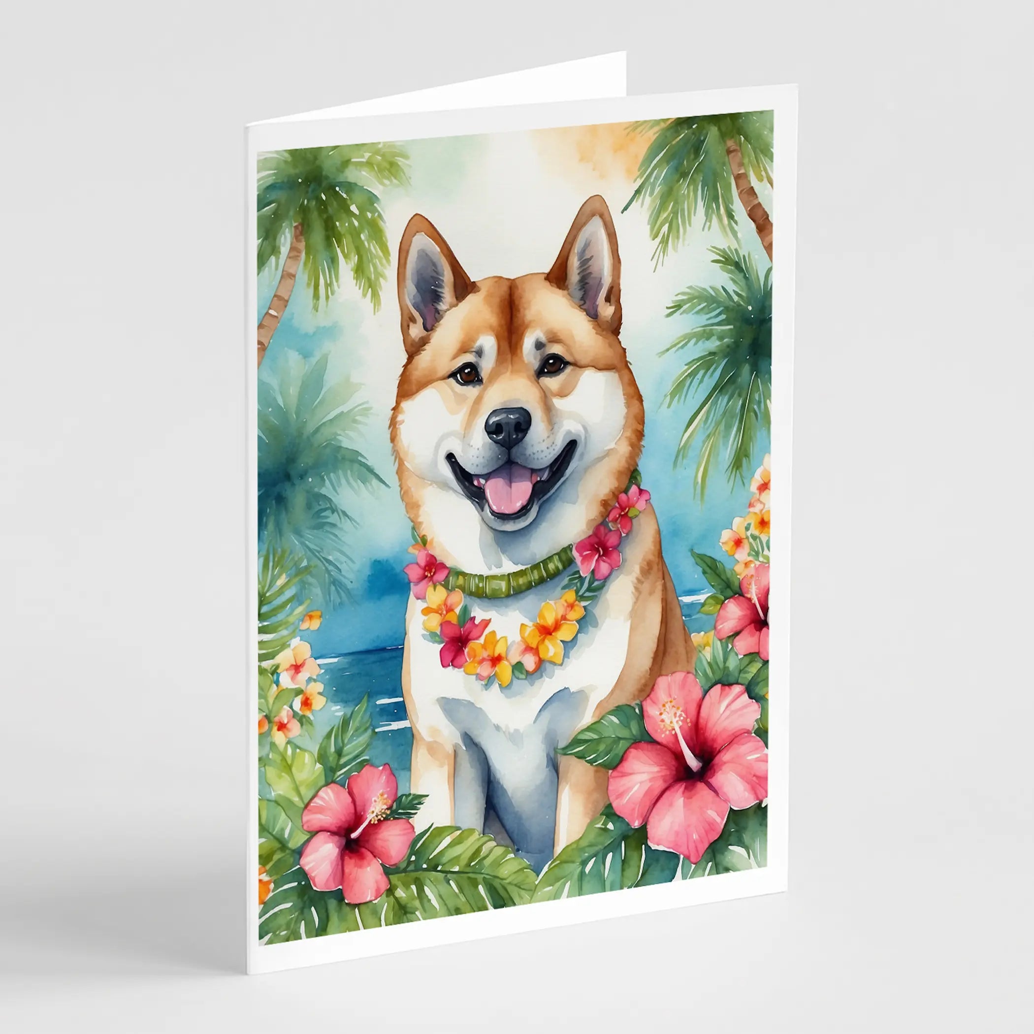 Akita Luau Greeting Cards Pack of 8 Caroline's Treasures