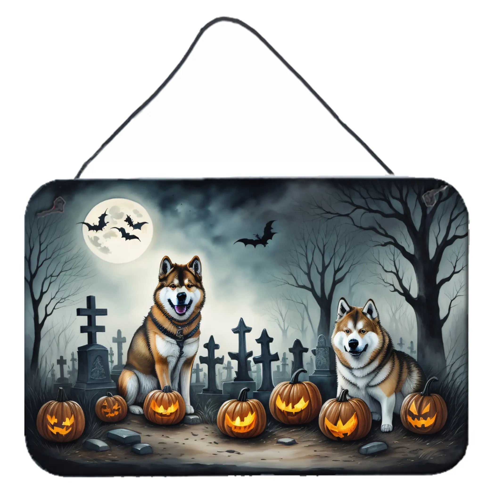 Akita Spooky Halloween Wall or Door Hanging Prints Caroline's Treasures