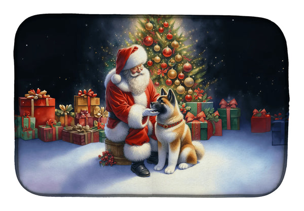 Akita and Santa Claus Dish Drying Mat Caroline's Treasures