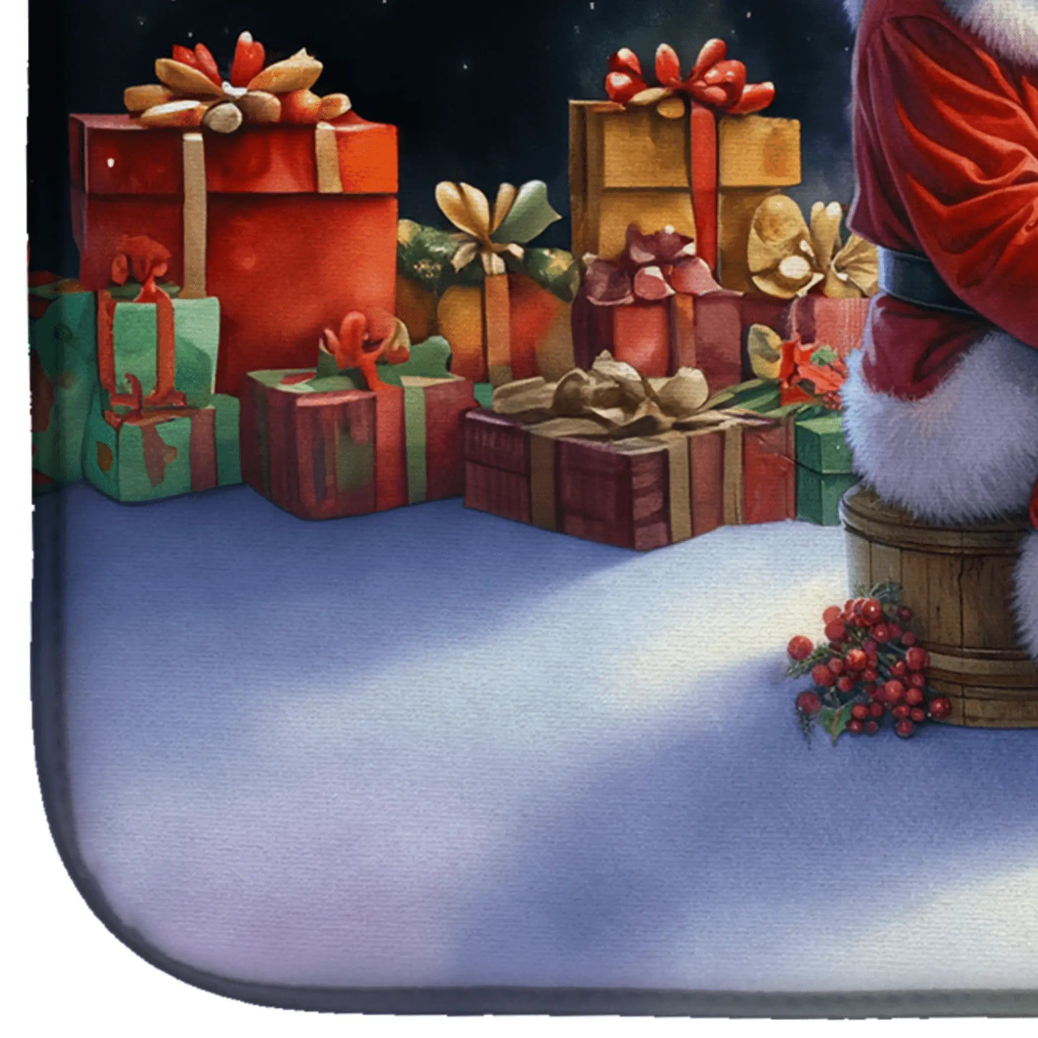 Akita and Santa Claus Dish Drying Mat Caroline's Treasures