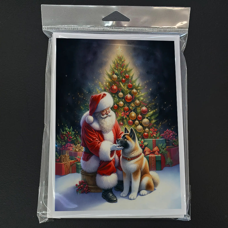 Akita and Santa Claus Greeting Cards Pack of 8 Caroline's Treasures