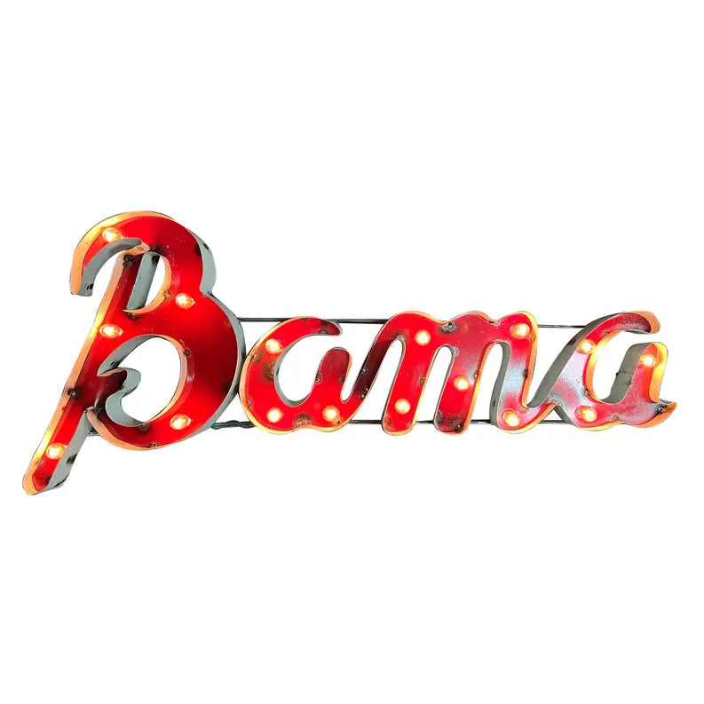 Alabama "Bama" Lighted Reycled Metal Wall Decor LRT SALES