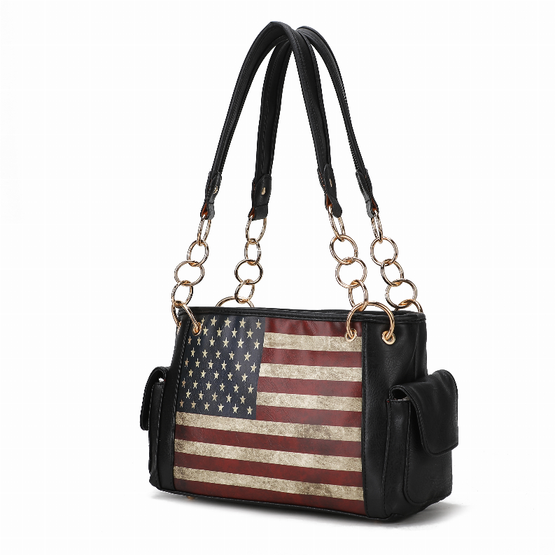 Alaina Vegan Leather Women's Flag Shoulder Bag MKF Collection by Mia K.