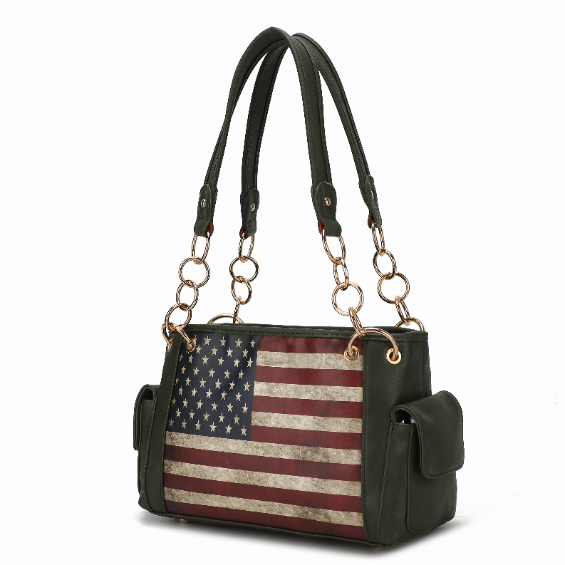 Alaina Vegan Leather Women's Flag Shoulder Bag MKF Collection by Mia K.