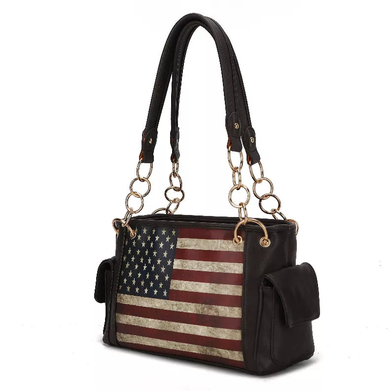 Alaina Vegan Leather Women's Flag Shoulder Bag MKF Collection by Mia K.