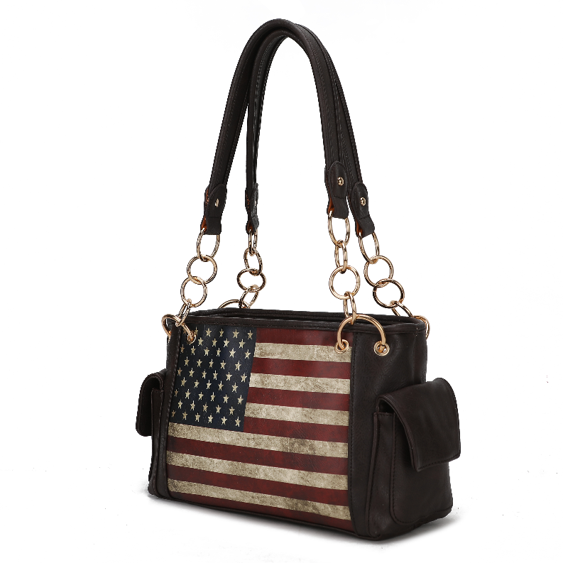 Alaina Vegan Leather Women's Flag Shoulder Bag MKF Collection by Mia K.