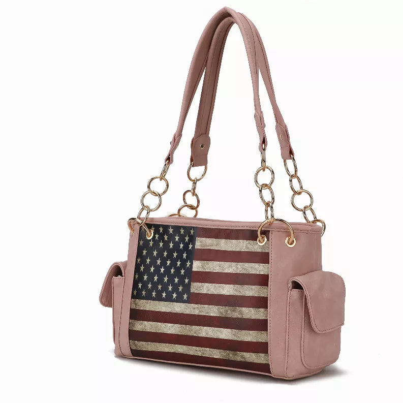 Alaina Vegan Leather Women's Flag Shoulder Bag MKF Collection by Mia K.