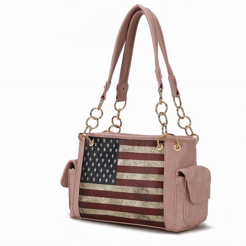 Alaina Vegan Leather Women's Flag Shoulder Bag MKF Collection by Mia K.