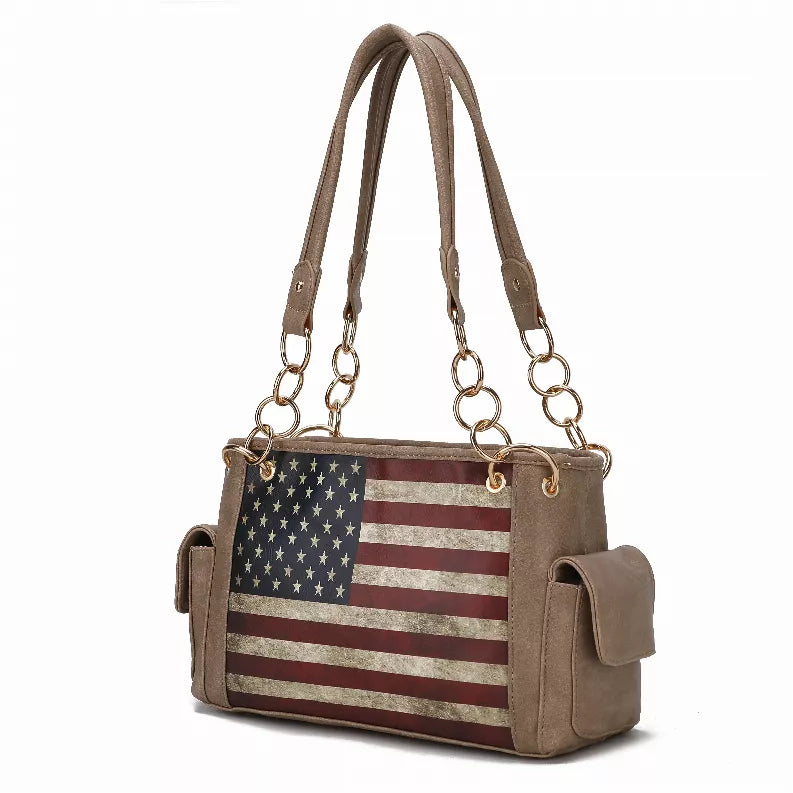 Alaina Vegan Leather Women's Flag Shoulder Bag MKF Collection by Mia K.