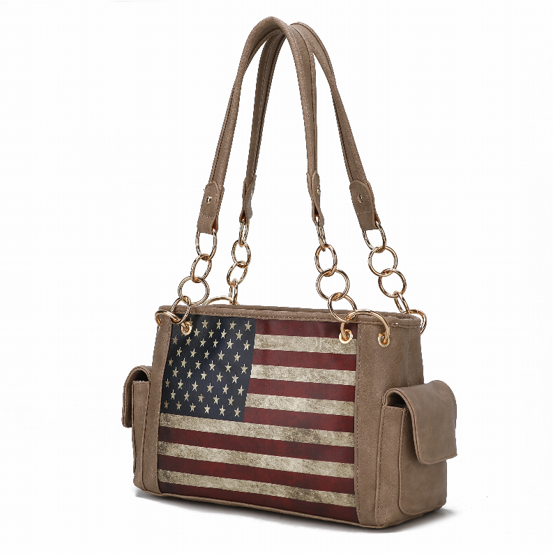 Alaina Vegan Leather Women's Flag Shoulder Bag MKF Collection by Mia K.