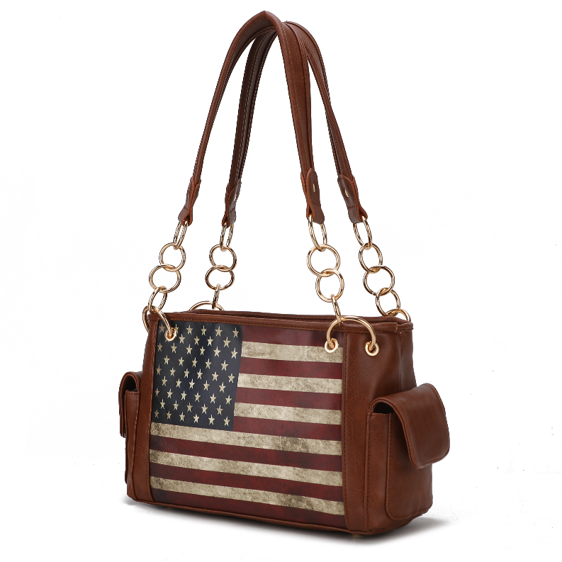 Alaina Vegan Leather Women's Flag Shoulder Bag MKF Collection by Mia K.