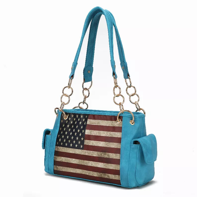 Alaina Vegan Leather Women's Flag Shoulder Bag MKF Collection by Mia K.