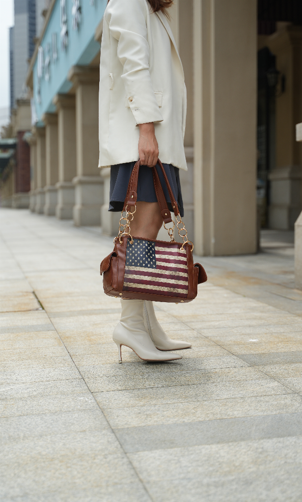 Alaina Vegan Leather Women's Flag Shoulder Bag MKF Collection by Mia K.