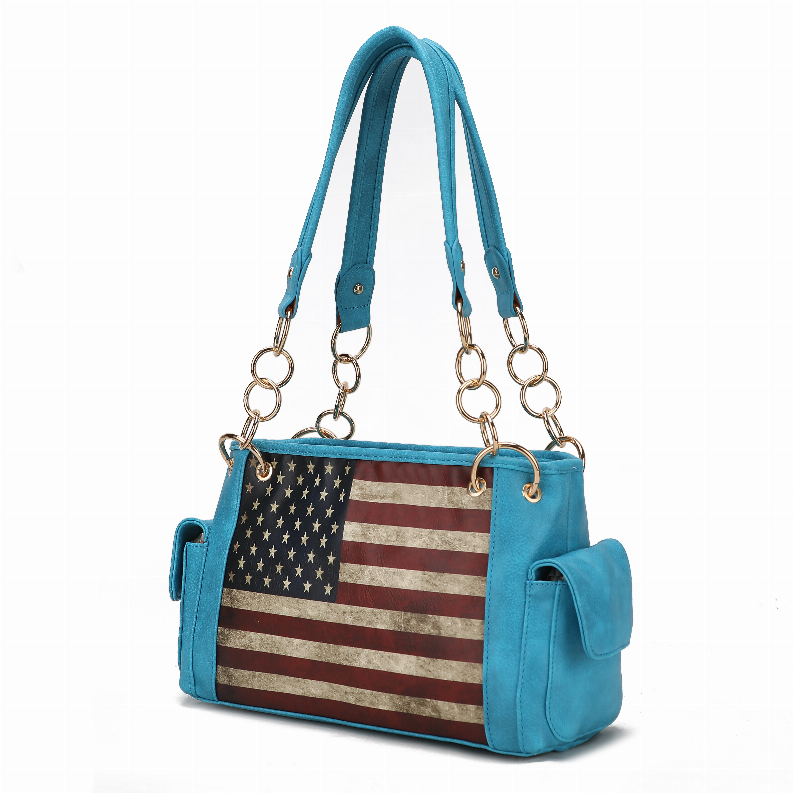 Alaina Vegan Leather Women's Flag Shoulder Bag MKF Collection by Mia K.