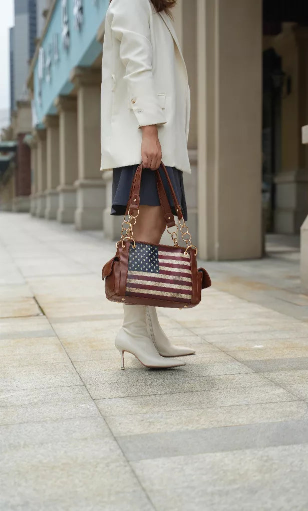 Alaina Vegan Leather Women's Flag Shoulder Bag MKF Collection by Mia K.