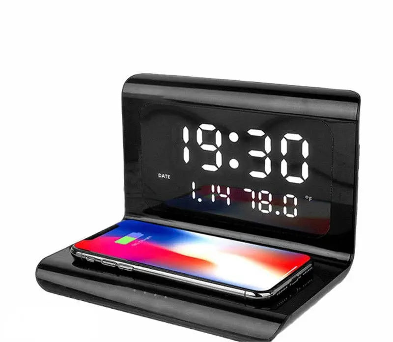 Alarm Clock with 10W Wireless Charging and LED Display Marquee Innovations
