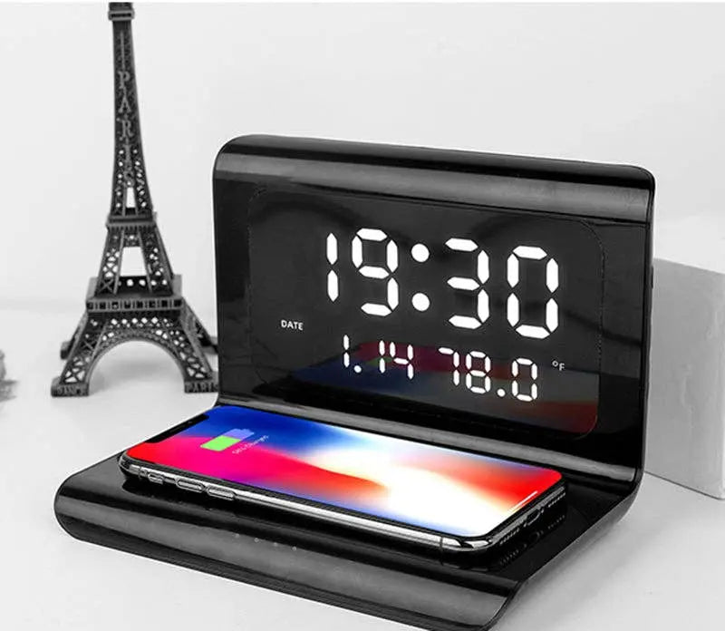 Alarm Clock with 10W Wireless Charging and LED Display Marquee Innovations