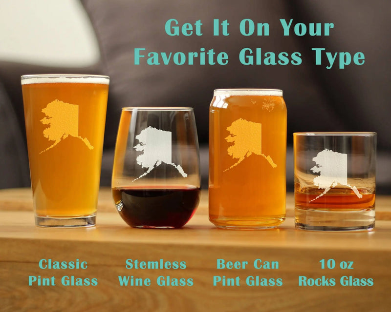 Alaska Outline Beer Can Pint Glass - Alaskan Gifts and Decor Bevvee