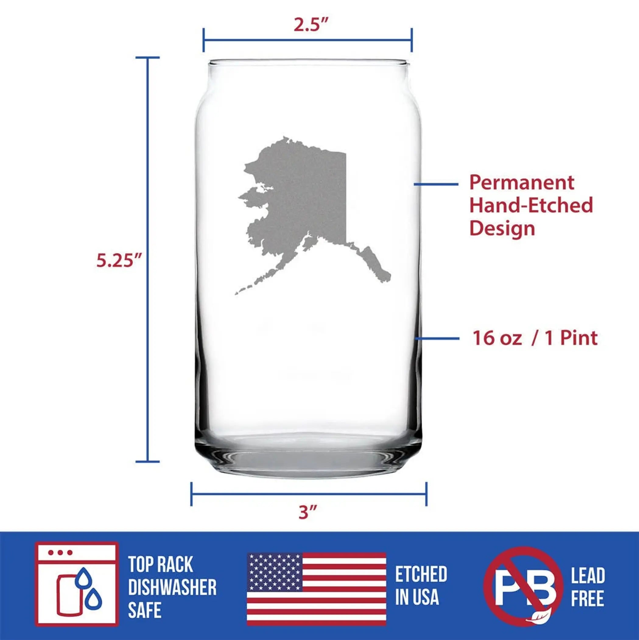 Alaska Outline Beer Can Pint Glass - Alaskan Gifts and Decor Bevvee