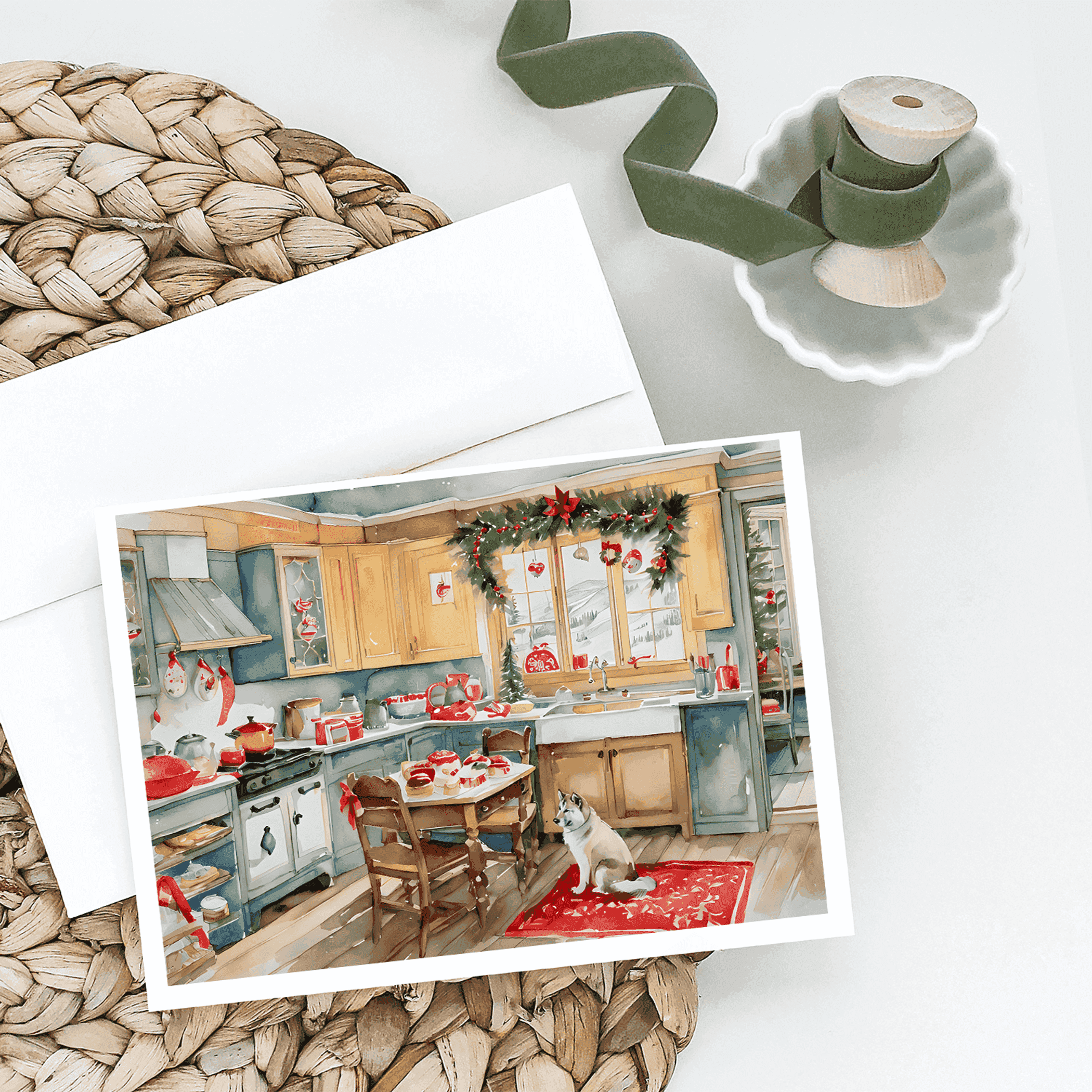 Alaskan Klee Kai Christmas Cookies Greeting Cards Pack of 8 Caroline's Treasures
