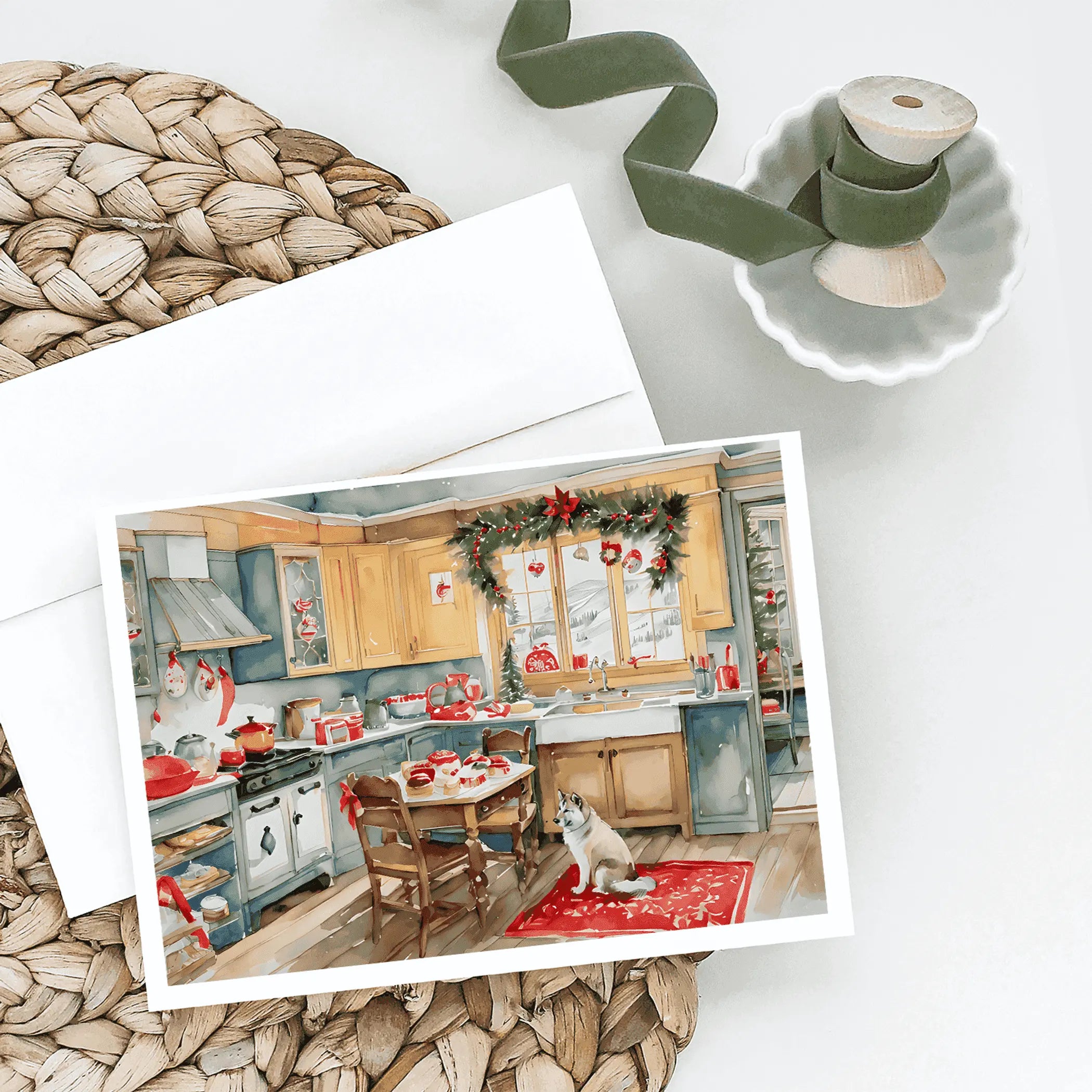 Alaskan Klee Kai Christmas Cookies Greeting Cards Pack of 8 Caroline's Treasures