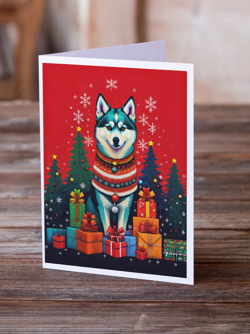 Alaskan Klee Kai Holiday Christmas Greeting Cards Pack of 8 Caroline's Treasures
