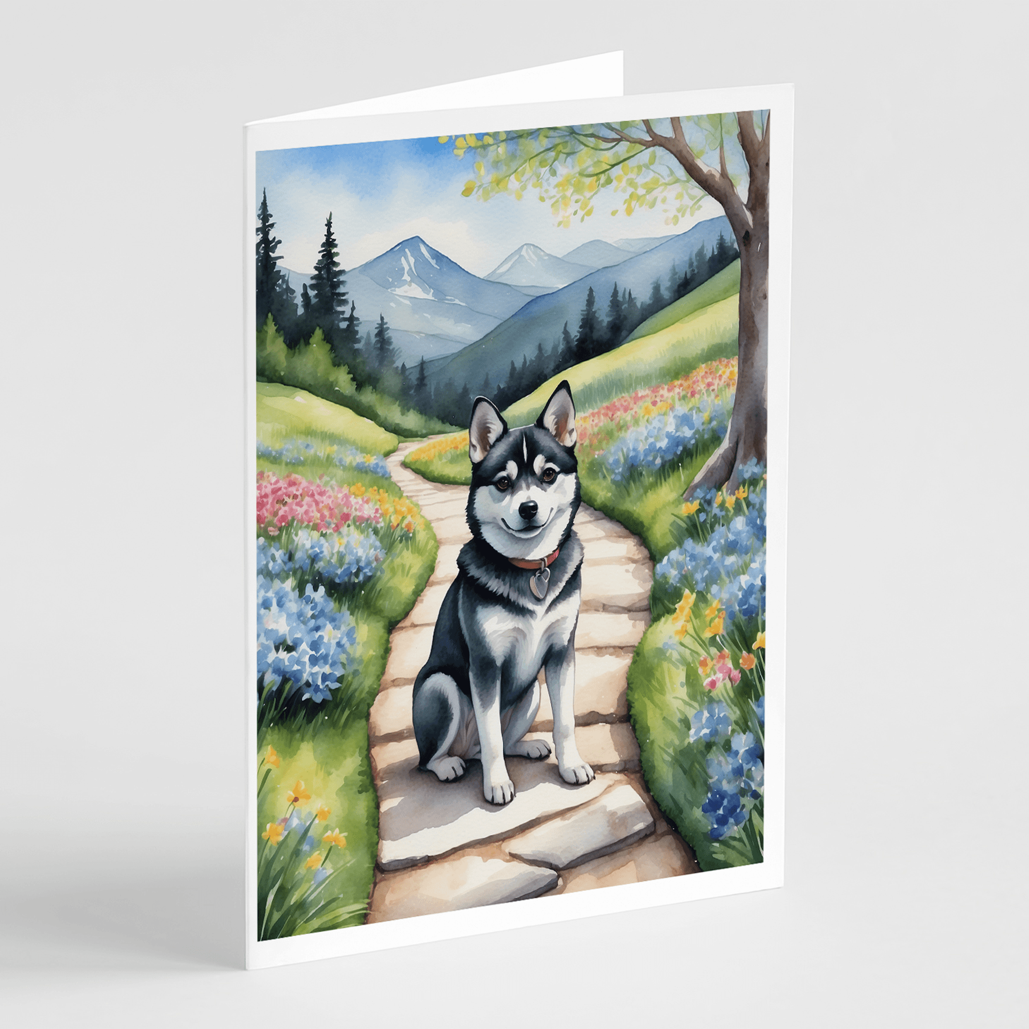 Alaskan Klee Kai Spring Garden Greeting Cards Pack of 8 Caroline's Treasures