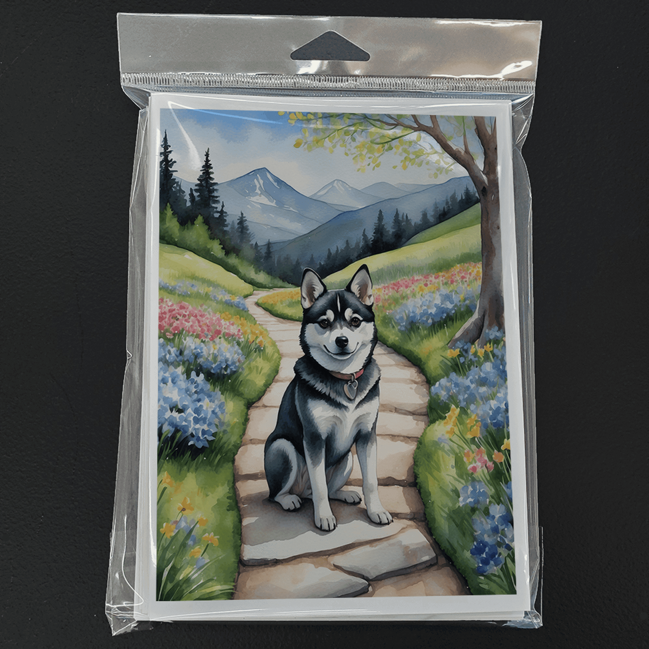 Alaskan Klee Kai Spring Garden Greeting Cards Pack of 8 Caroline's Treasures