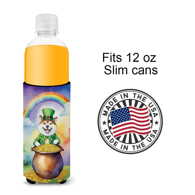 Alaskan Klee Kai St Patrick's Day Hugger for Ultra Slim Cans Caroline's Treasures