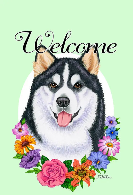 Alaskan Malamute - Best of Breed Welcome Flowers Outdoor Flag Best of Breed