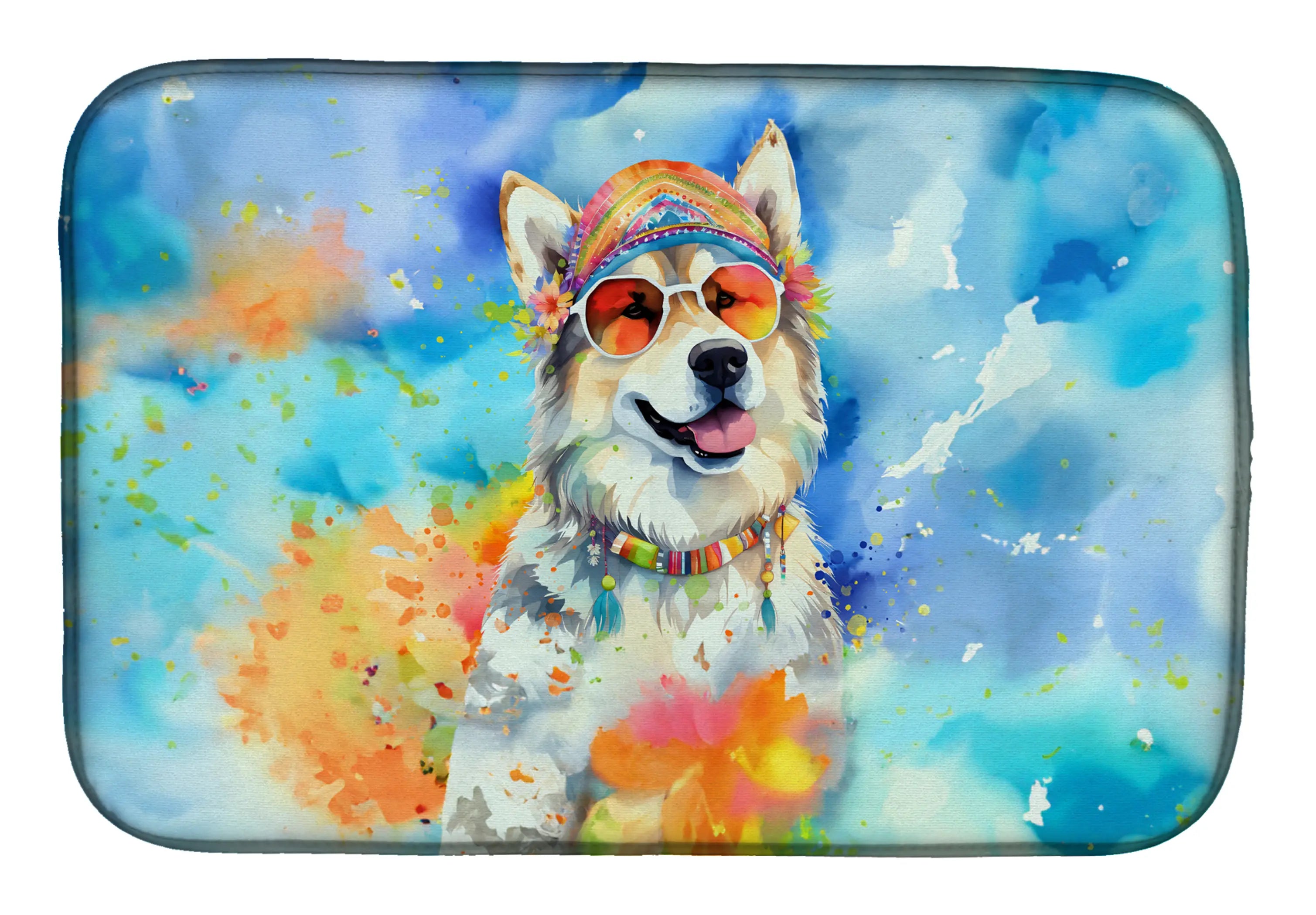 Alaskan Malamute Hippie Dawg Dish Drying Mat Caroline's Treasures